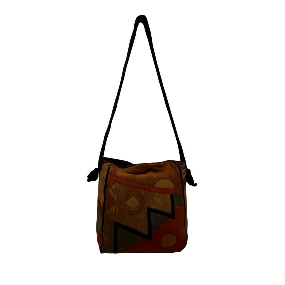 Avante Women’s Brown Multicolored Suede Patchwork Crossbody Bag